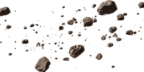 flying asteroids isolated on a white background PNG.AI GENERATED