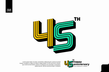 Number 45 logo icon design, 45th birthday logo number, anniversary 45