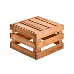 Wooden Crate with Reinforced Edges and Visible Grain