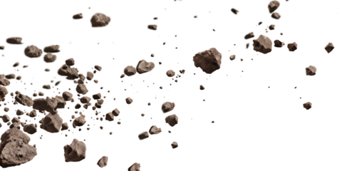 flying asteroids isolated on a white background PNG.AI GENERATED