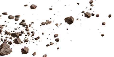 flying asteroids isolated on a white background PNG.AI GENERATED