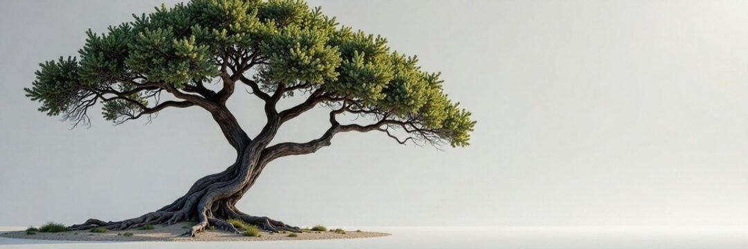 Twisted branches of mopane tree on grey background, mopane tree, nature