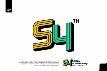Number 54 logo icon design, 54th birthday logo number, anniversary 54