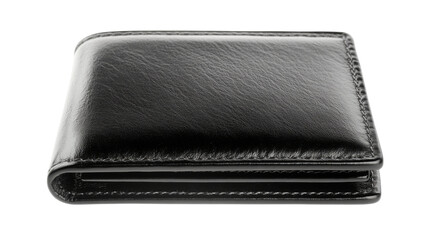 Black leather wallet, isolated on transparent background