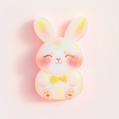 Fototapeta premium Cute White Rabbit Families Enamel Finn