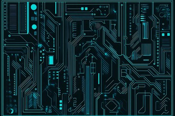 Abstract close-up of a glowing blue digital circuit board, showcasing intricate connections and technological design on a black background.
