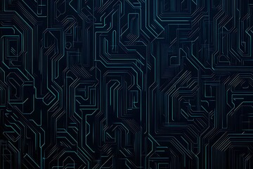 Abstract close-up of a glowing blue digital circuit board, showcasing intricate connections and technological design on a black background.
