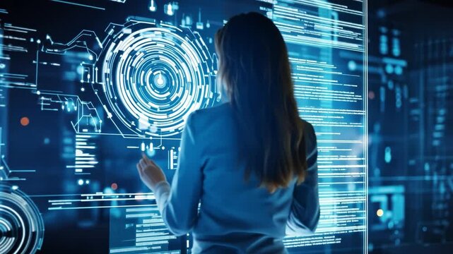 A senior woman works on a smart factory redesign, focusing on implementing IoT-based production tracking and AI-powered maintenance systems to enhance operational efficiency.