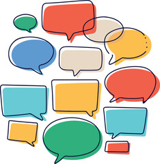 Blank colorful speech bubble, speech bubble line art vector design