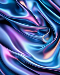 Fototapeta premium Iridescent Blue Purple Silk Fabric Drape Abstract Shiny Textile Background