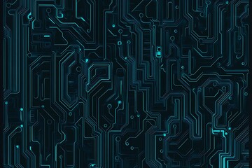 Abstract close-up of a glowing blue digital circuit board, showcasing intricate connections and technological design on a black background.
