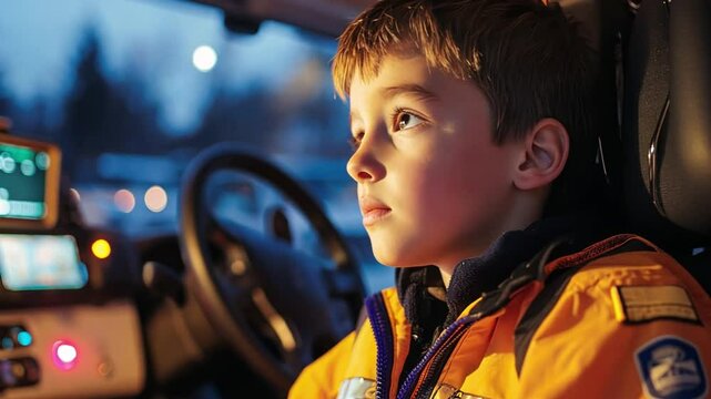 A young boy uses multi-language AI translators to aid paramedics in multicultural regions during emergencies.