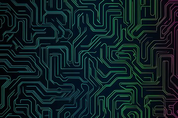Abstract close-up of a glowing blue digital circuit board, showcasing intricate connections and technological design on a black background.
