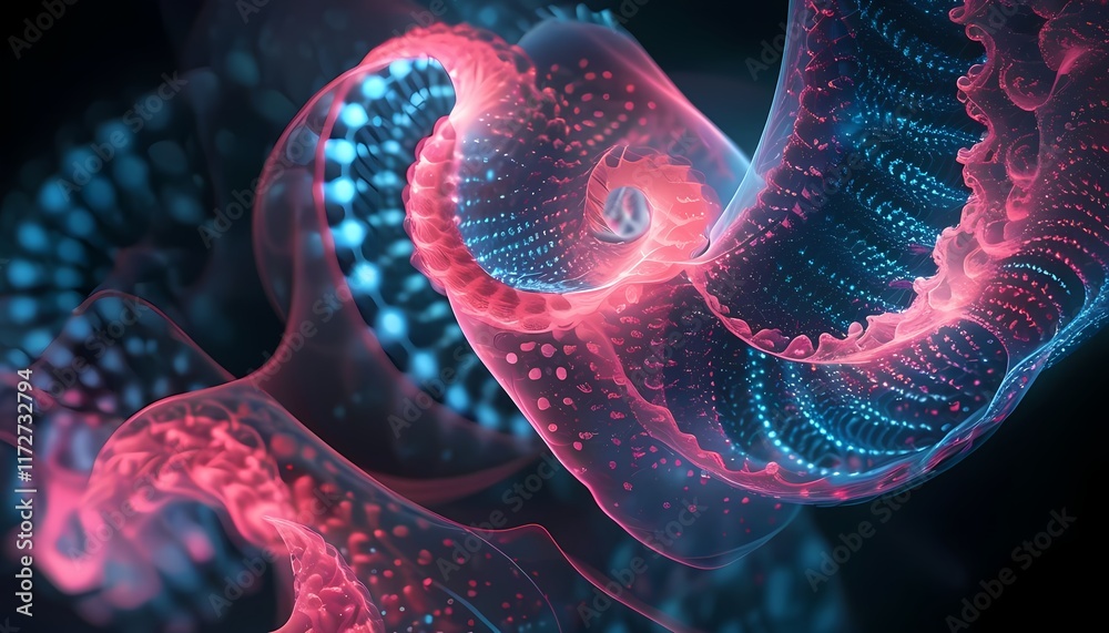 Poster 3d spiral fractal design with psychedelic patterns and abstract light movement