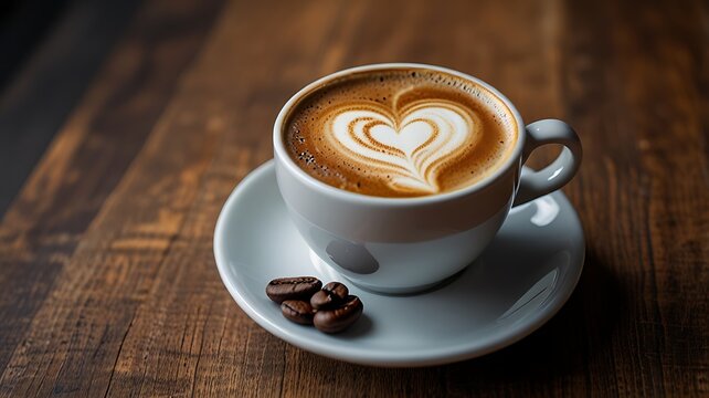 Cup of coffee with a heart-shaped foam