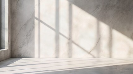 Fototapeta premium Bright and Spacious Empty Room with Light Walls and Shadows