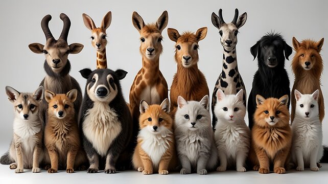 Cute doodles of animals on a white background