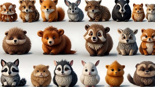 Cute doodles of animals on a white background