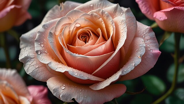 Detailed sketch of a blooming rose