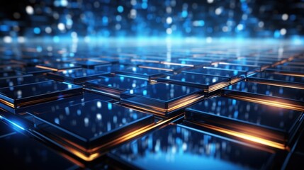 Abstract Pattern of Blue and Orange Shiny Tiles