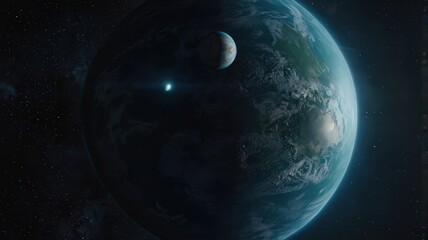 Obraz premium neptune, earth, planet, globe, space, world, map, blue, sphere, global, astronomy, 3d, night, black, ocean, atmosphere, illustration, isolated, universe, sun, america, cloud, nature, sea, science, con