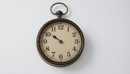 Old vintage wall clock on a white background