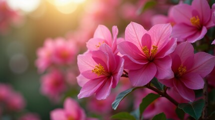Fototapeta premium Close-Up of Bougainvillea Flowers Showcasing Detail and Bright Pink Colors.