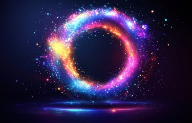 Obraz premium A colorful, glowing circle with a black hole in the center