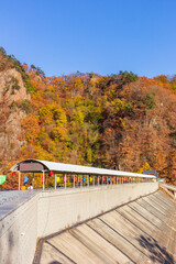 Fototapeta premium Concrete dam in the Guan Shan Lake near Benxi, China