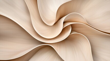 Abstract Beige Wooden Swirls Elegant Curving Wood Panel Background Texture