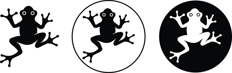Amazonian frog flat vectors set, vectorized image of frog for graphic designs and logo for stiker with detail of branches, vectorized frog to design sports t-shirts isolated on transparent background.