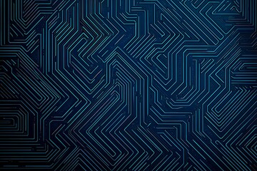 Abstract close-up of a glowing blue digital circuit board, showcasing intricate connections and technological design on a black background.
