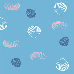 seamless pattern with seaweeds, corals, seashells, starfishes and sea urchin isolated. Underwater bouquet, Illustration for greeting cards,