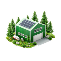Green Industrial Warehouse with Solar Panels