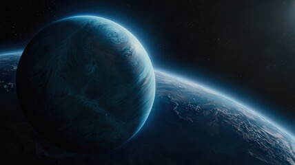 Fototapeta premium neptune, earth, planet, globe, space, world, map, blue, sphere, global, astronomy, 3d, night, black, ocean, atmosphere, illustration, isolated, universe, sun, america, cloud, nature, sea, science, con