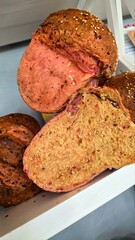 A close up of a loaf of bread on a shelf