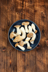Plate with mushrooms.