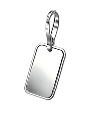 Fototapeta premium Metal silver square-shaped luggage label tag isolated on white background, Valentine concept