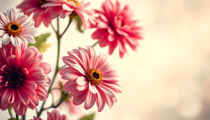 Fototapeta premium Flowers vintage background and soft light, craft clay, with white tones