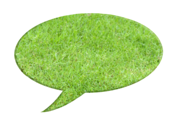 Speech bubble with an overlay of grass.