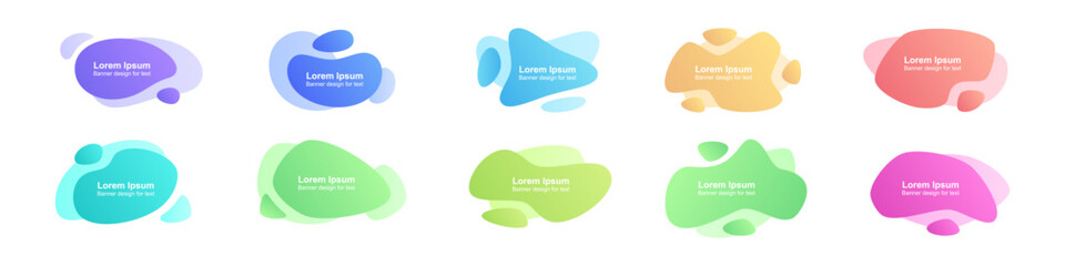 Abstract banner. Modern shape badge template. Liquid form template vector set. Isolated futuristic abstract poster. Geometric banner.