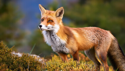 Fototapeta premium A majestic red fox in the nature.
