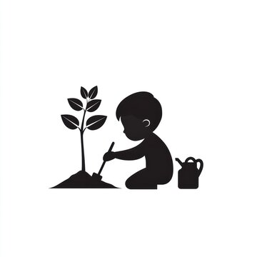 recommend clip art: Child Planting a Small Tree with a Watering Can