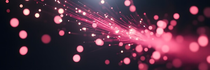 Fototapeta premium Pink Light Fibers Burst, Brightly Glowing