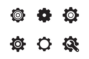 Gear icon set. Gear Settings symbol, cogwheel. Functions symbol. Settings icon vector Illustration