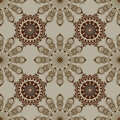 Indian ethnic tribal fabric patterns in a captivating mandala style featuring,tones. These designs ethnic blend traditional motifs with the rich heritage of  ethnic ancient Indian civilization, meticu