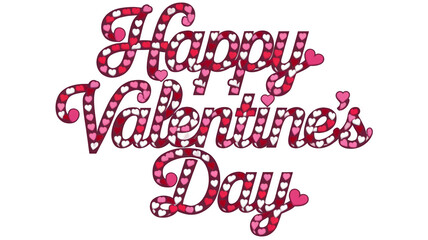 Happy Valentine's day typography with colorful hearts isolated -png