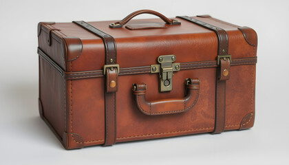 Old leather suitcase, papercraft, with white tones