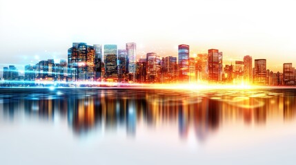 Obraz premium Cityscape Reflection at Night