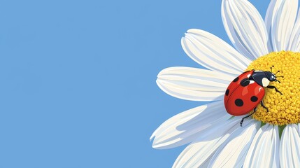 Ladybug Resting on a Daisy in Spring Sunshine